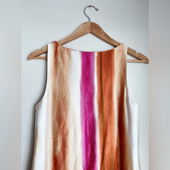 Alfani Rainbow Color Block Striped Silky Satin Soft Midi Maxi Dress Fuchsia Lux - Picture 6 of 10